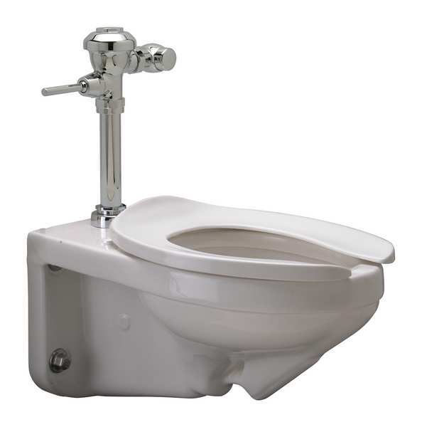 Flush Valve Toilet, 1.28 gpf, Flush Valve, Wall Mount, Elongated, White