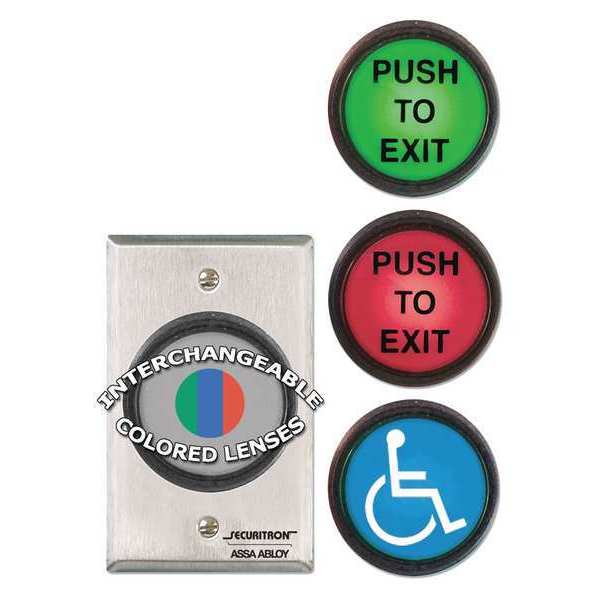 Push to Exit Button, SPDT, (3) Lens, 5A