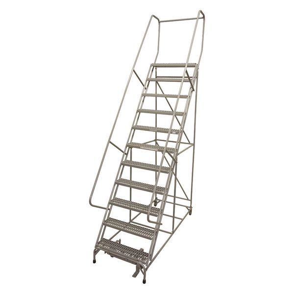 140 in H Steel Rolling Ladder, 11 Steps
