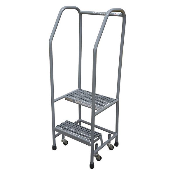 50 in H Stainless Steel Rolling Ladder, 2 Steps