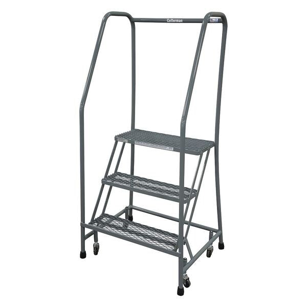 60 in H Stainless Steel Rolling Ladder, 3 Steps