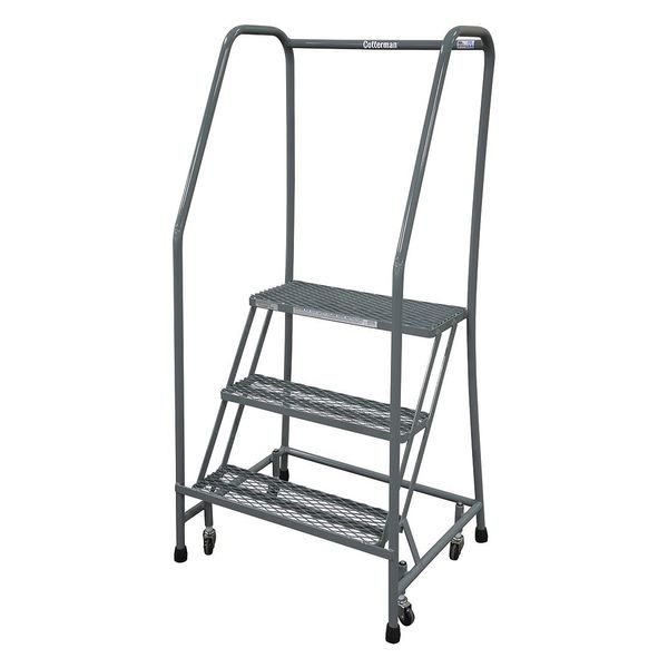 60 in H Stainless Steel Rolling Ladder, 3 Steps