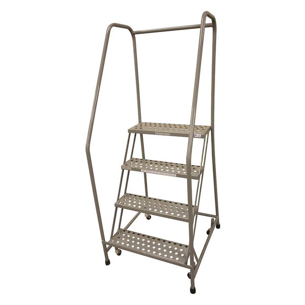 70 in H Stainless Steel Rolling Ladder, 4 Steps