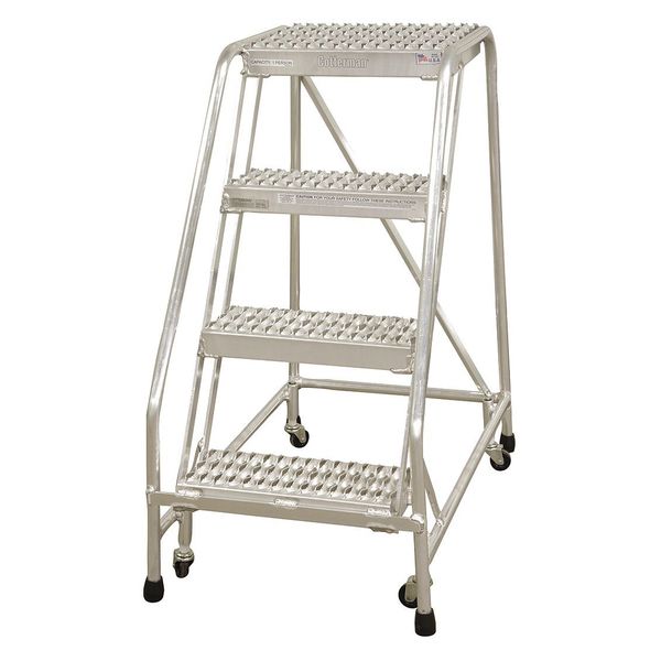 40 in H Aluminum Rolling Ladder, 4 Steps