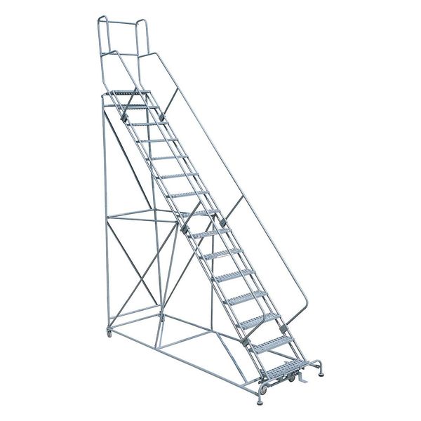 192 in H Steel Rolling Ladder, 15 Steps