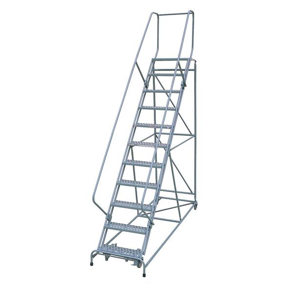 140 in H Steel Rolling Ladder, 11 Steps