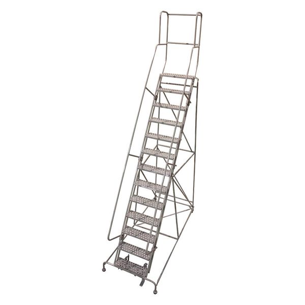 172 in H Steel Rolling Ladder, 13 Steps