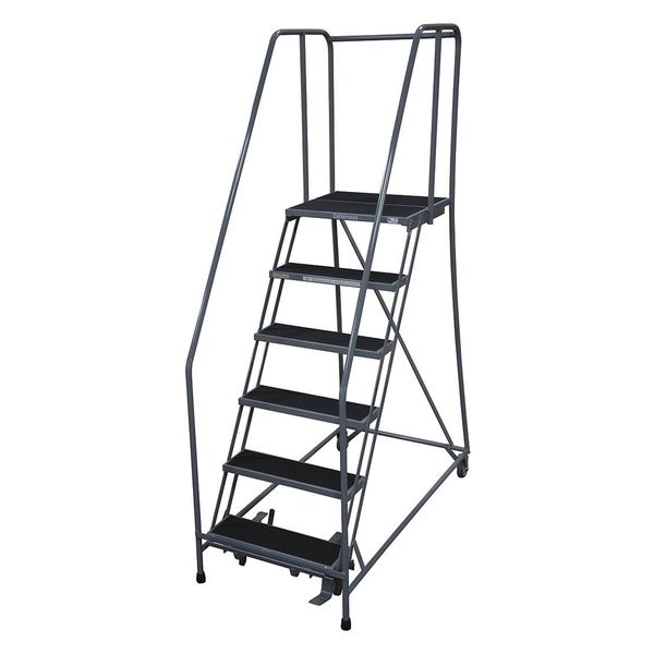 90 in H Steel Rolling Ladder, 6 Steps