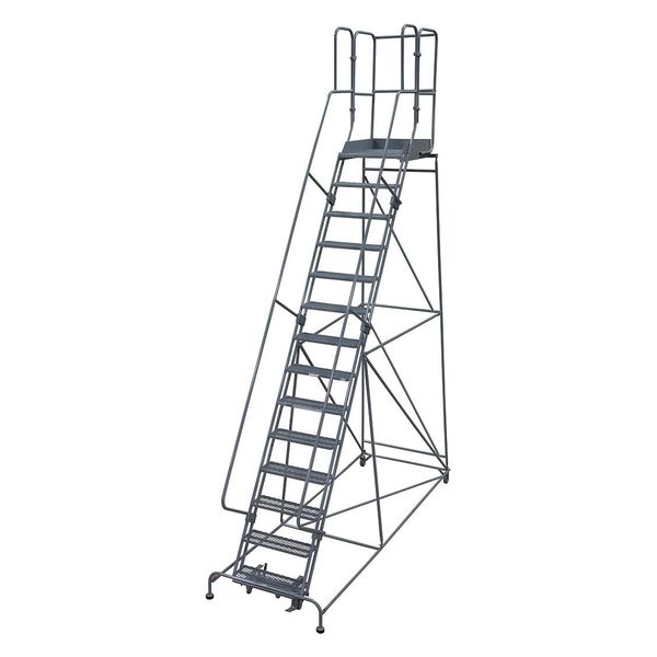 182 in H Steel Rolling Ladder, 14 Steps