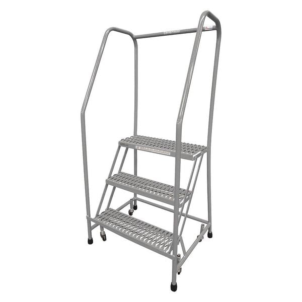 60 in H Stainless Steel Rolling Ladder, 3 Steps