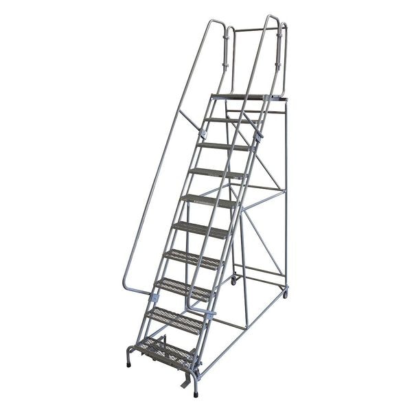 130 in H Steel Rolling Ladder, 10 Steps