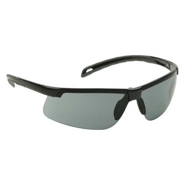 Safety Glasses, Wraparound Gray Polycarbonate Lens, Anti-Fog, Anti-Static, Scratch-Resistant