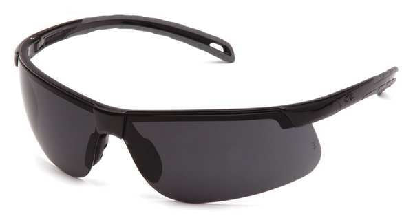 Safety Glasses, Wraparound Gray Polycarbonate Lens, Scratch-Resistant