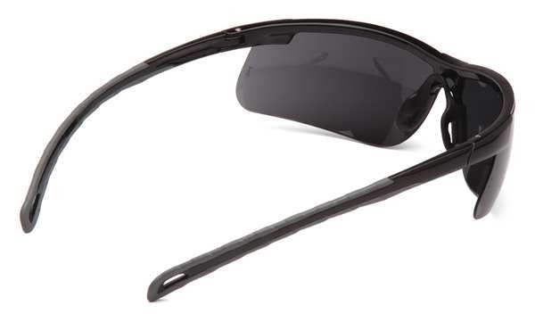 Safety Glasses, Wraparound Gray Polycarbonate Lens, Scratch-Resistant
