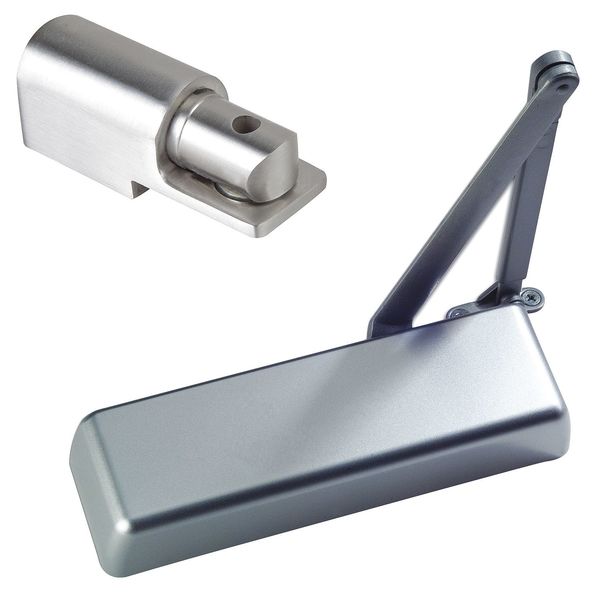 Manual Hydraulic PDQ 5501 Full Cover Commercial Closer Heavy Duty Interior and Exterior, Silver