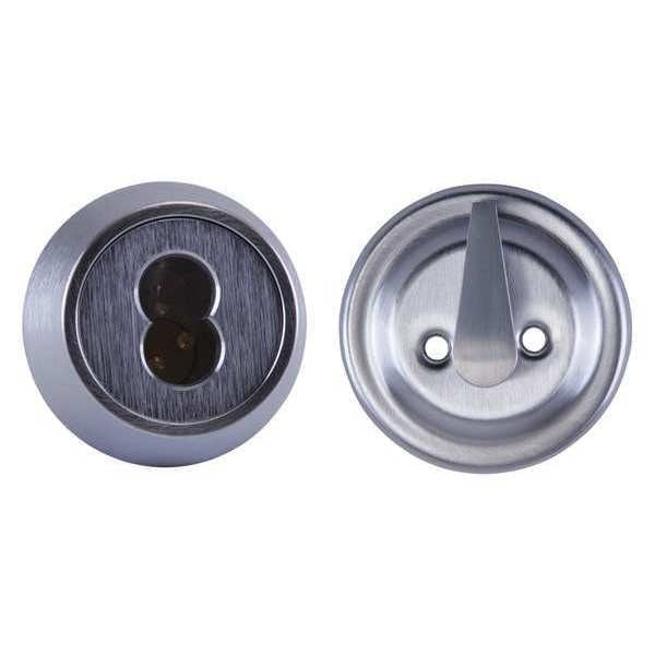 Deadbolt, Chrome, Single, 2-1/4in.