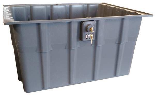Property Storage Container, Gray, Plastic, 23 in L, 20 3/4 in W, 8 1/2 in H