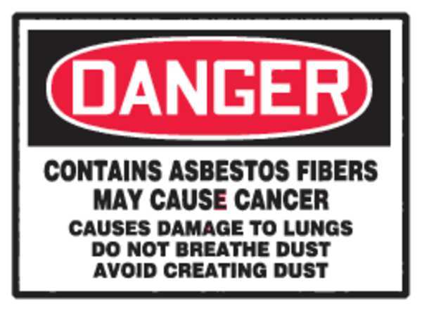 Danger Label, Asbestos Fibers, 3-1/2x5 in, Dura-Vinyl