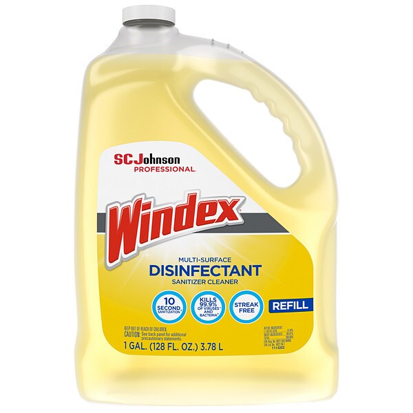 Liquid Glass and Surface Cleaner, 1 gal., Yellow, Unscented, Jug