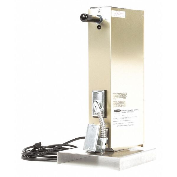 Electric Infrared Heater, Standing Unit, Aluminum, 4948 BtuH, 120V AC