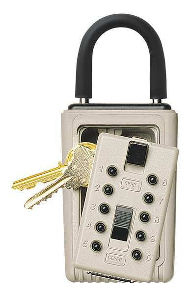 Lock Box, Clay, Portable, PushButton, 3 Keys