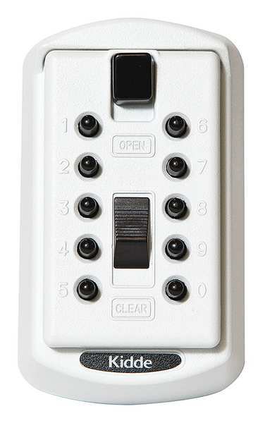 Lock Box, White, Surface, PushButton, 2 Keys