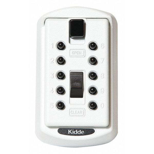 Lock Box, White, Surface, PushButton, 2 Keys