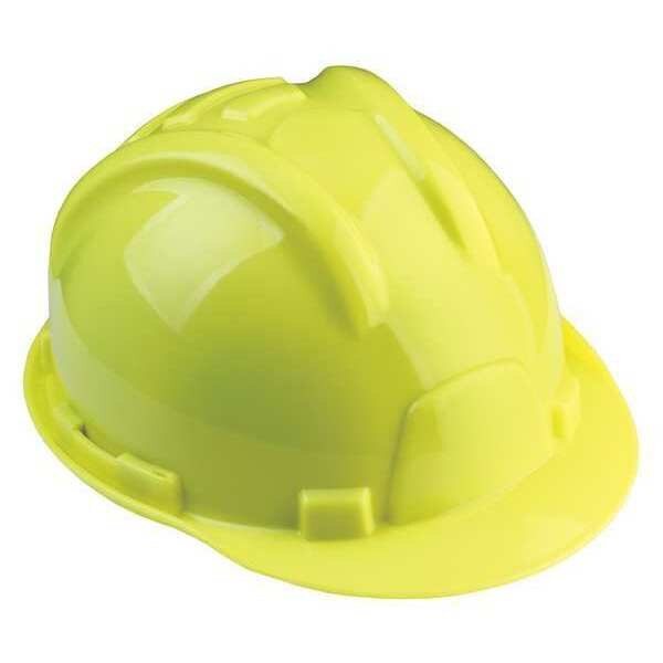 Front Brim Hard Hat, Type 1, Class E, Ratchet (6-Point), Hi-Vis Green