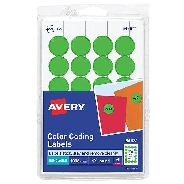 AveryÂ® Neon Green Color Coding Labels 5468, 3/4