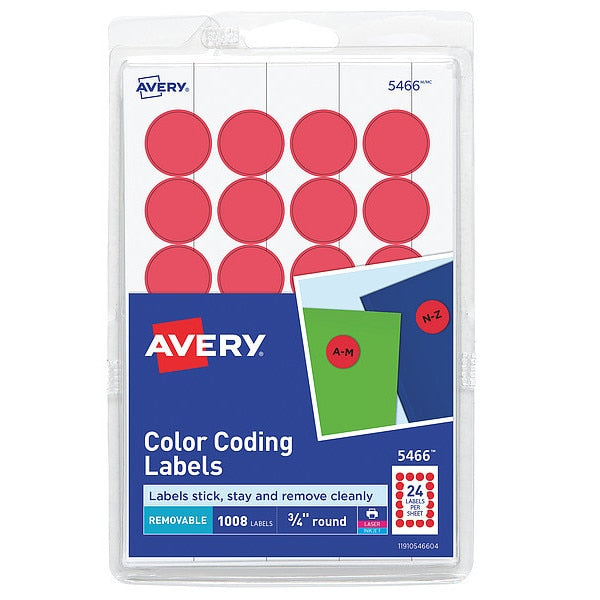 AveryÂ® Red Removable Print or Write Color Coding Labels for Laser and Inkjet Printers 5466, 3/4