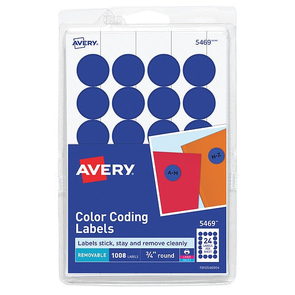 AveryÂ® Dark Blue Removable Print or Write Color Coding Labels for Laser and Inkjet Printers 5469, 3/4