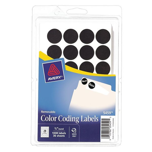 AveryÂ® Black Color Coding Labels 5459, 3/4