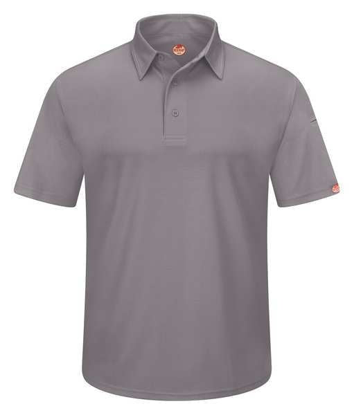 Short Sleeve Polo, Sz 4XL, Gray, Polyester