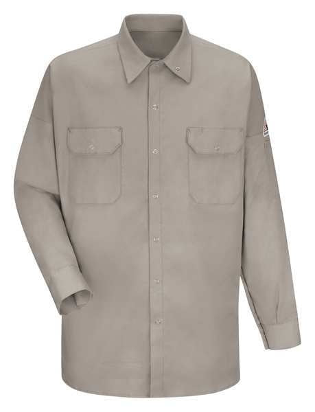 Flame Resistant Collared Shirt, Grey, L