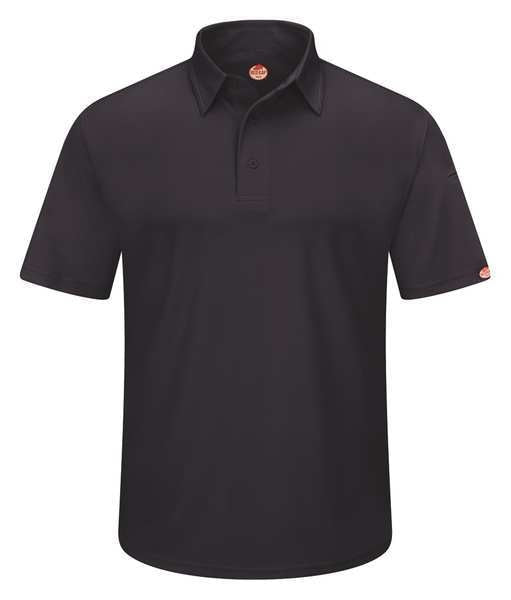 Short Sleeve Polo, Sz XL, Black, Polyester