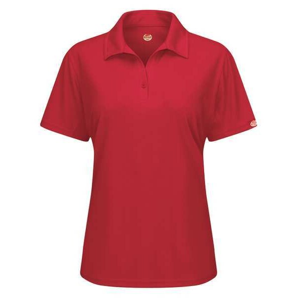 Short Sleeve Polo, Womens, 3XL, Red, Button