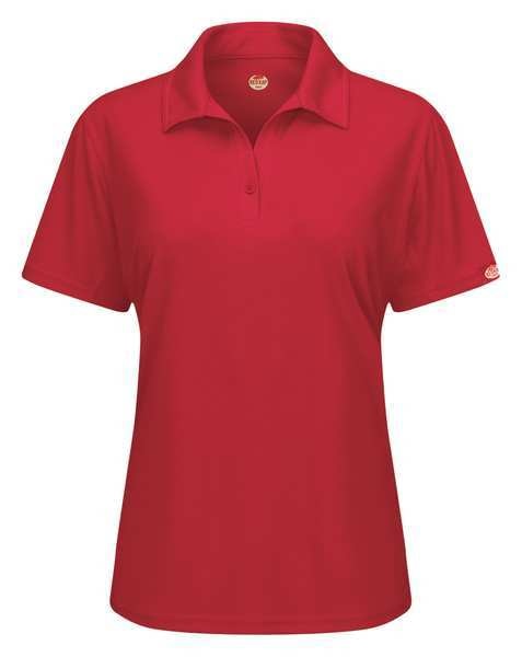 Short Sleeve Polo, Womens, XS, Red, Button