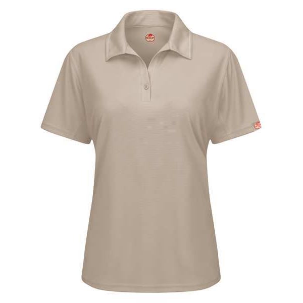 Short Sleeve Polo, Womens, XS, Tan, Button