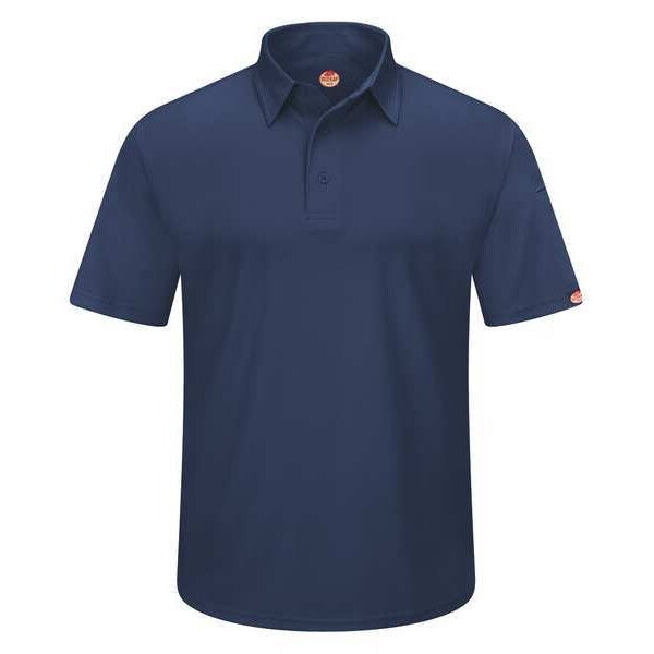 Short Sleeve Polo, Sz 5XL, Navy, Polyester
