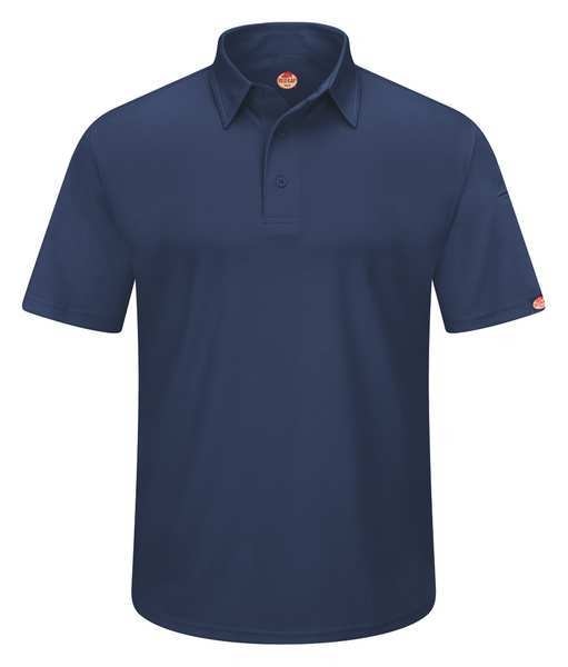 Short Sleeve Polo, Sz L, Navy, Polyester