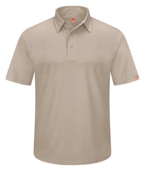 Short Sleeve Polo, Sz XL, Tan, Polyester