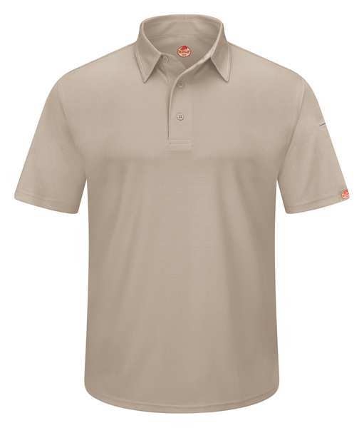 Short Sleeve Polo, Sz 6XL, Tan, Polyester