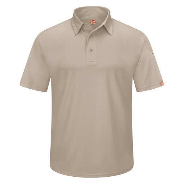 Short Sleeve Polo, Sz S, Tan, Polyester