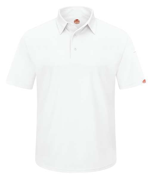 Short Sleeve Polo, Sz 4XL, White, Polyester