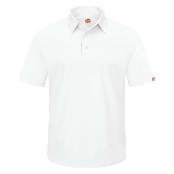 Short Sleeve Polo, Sz 2XL, White, Polyester