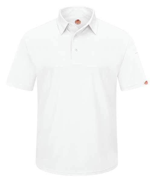 Short Sleeve Polo, Sz M, White, Polyester