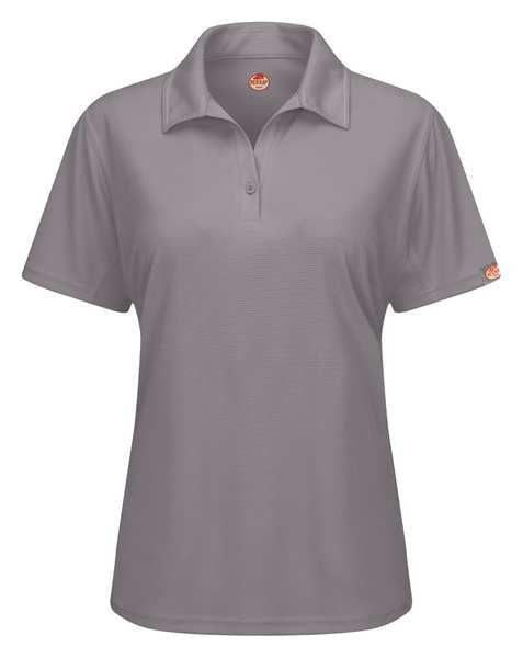 Short Sleeve Polo, Womens, S, Gray, Button