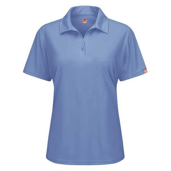 Short Sleeve Polo, Womens, S, Blue, Button