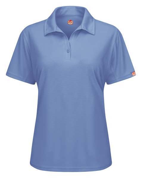 Short Sleeve Polo, Womens, XL, Blue, Button