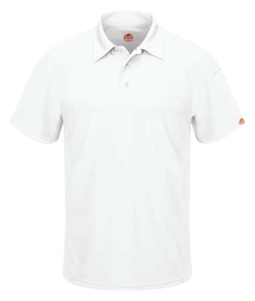 Short Sleeve Polo, M, White, 5 oz, Polyester